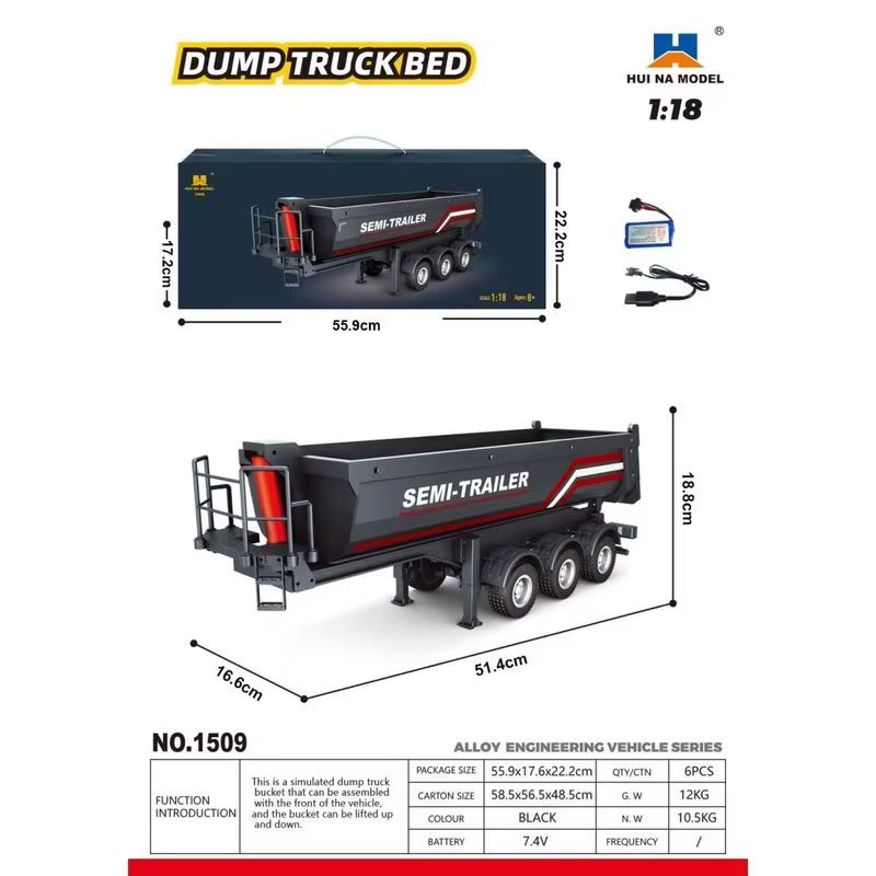 1/18 Huina 1509 RC Semi-kipper - Hobby Rc Van recensie en prijs